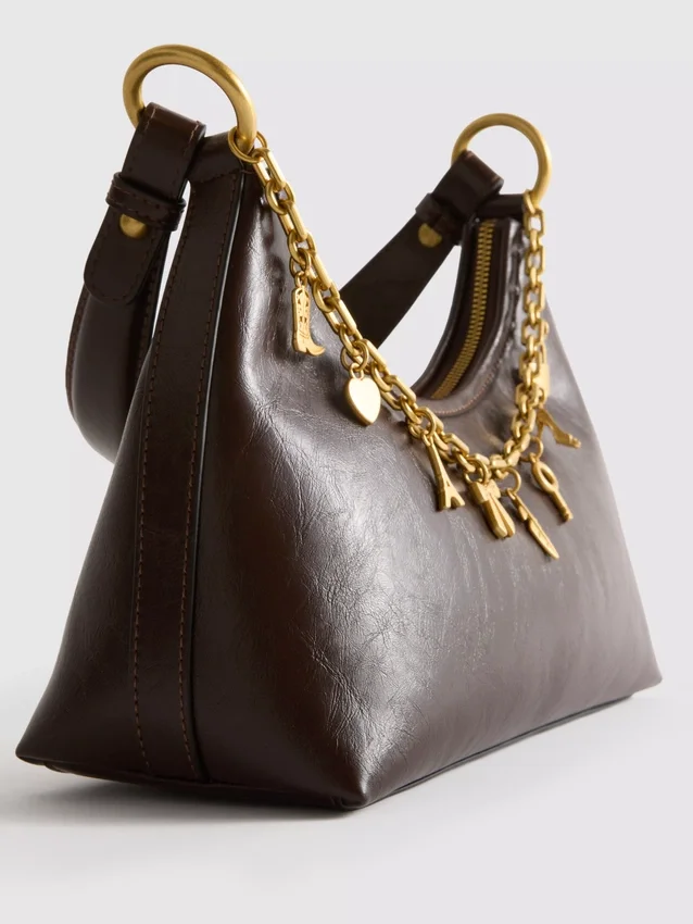 Charm detail shoulder bag