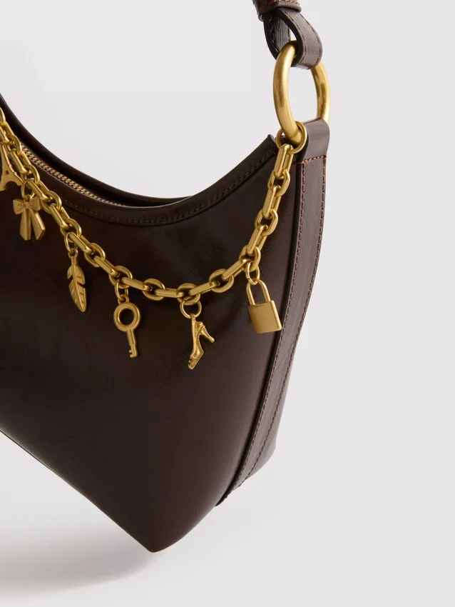 Charm detail shoulder bag