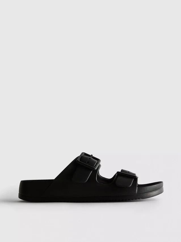 Chunky double buckle strap sandals