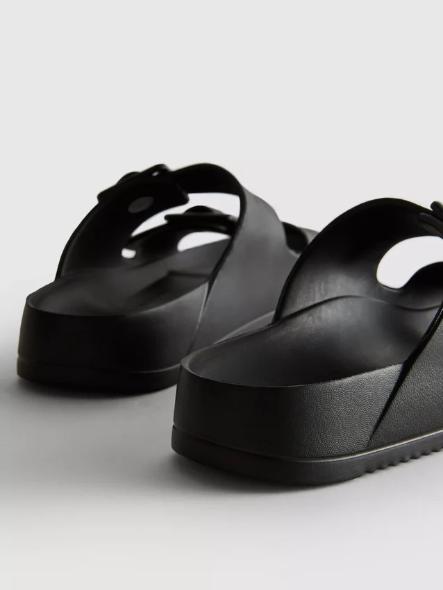 Chunky double buckle strap sandals