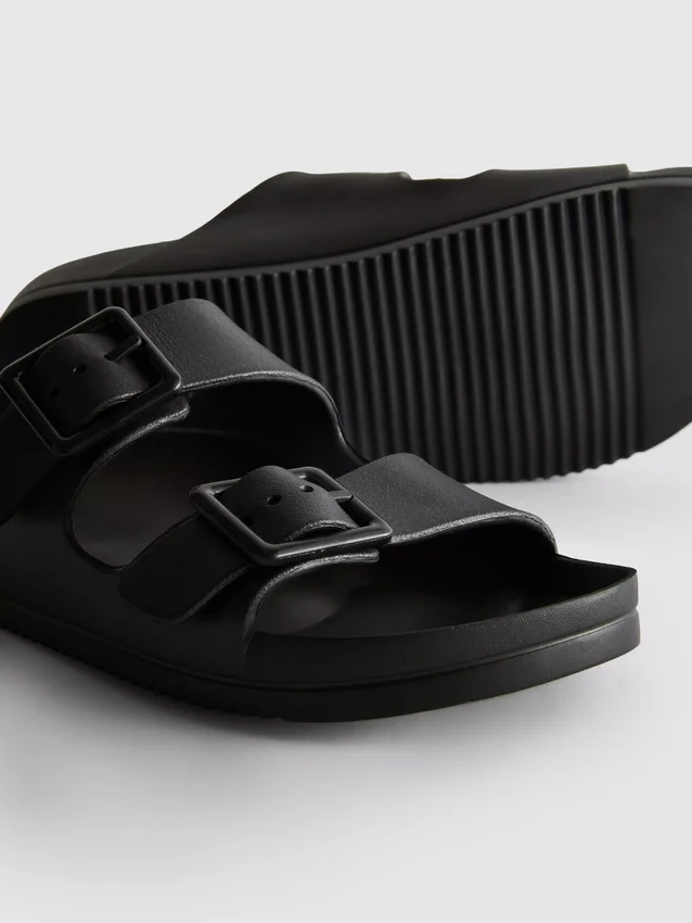Chunky double buckle strap sandals