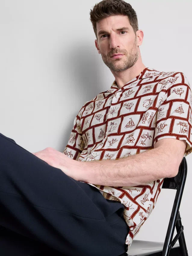 Coastal tile-print shirt
