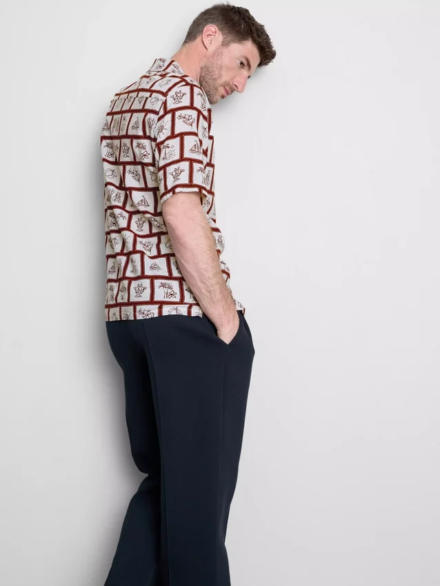 Coastal tile-print shirt