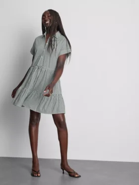 Collared mini shirt dress