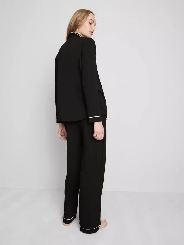 Contrast piping boyfriend pajamas