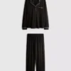 Contrast piping boyfriend pajamas
