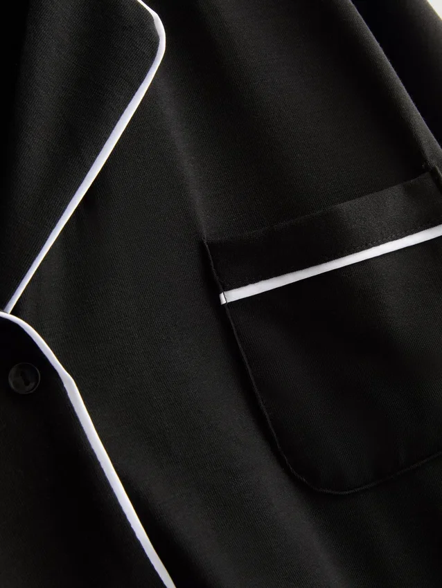 Contrast piping boyfriend pajamas