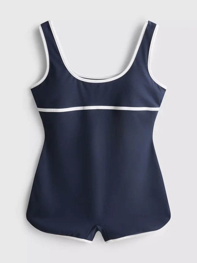 Contrast scoop neck active unitard