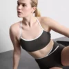 Contrast trim cross-back active crop top
