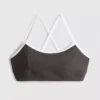 Contrast trim cross-back active crop top