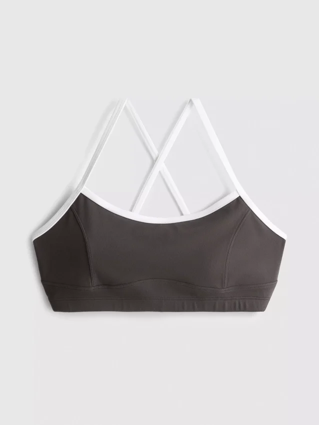 Contrast trim cross-back active crop top