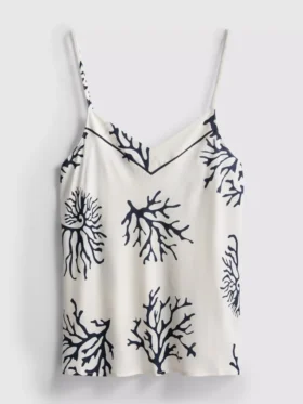 Coral printed pajama cami top