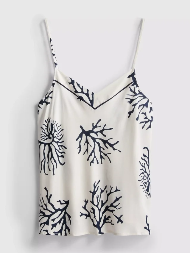 Coral printed pajama cami top