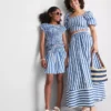 Cotton a-line striped maxi skirt