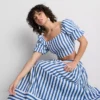 Cotton a-line striped maxi skirt