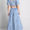 Cotton a-line striped maxi skirt