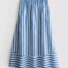 Cotton a-line striped maxi skirt