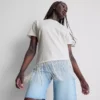 Cotton asymmetric fringe tee