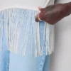 Cotton asymmetric fringe tee