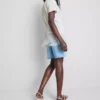Cotton asymmetric fringe tee