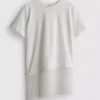 Cotton asymmetric fringe tee