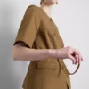 Cotton blend belted safari blazer