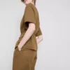 Cotton blend belted safari blazer