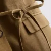 Cotton blend belted safari blazer