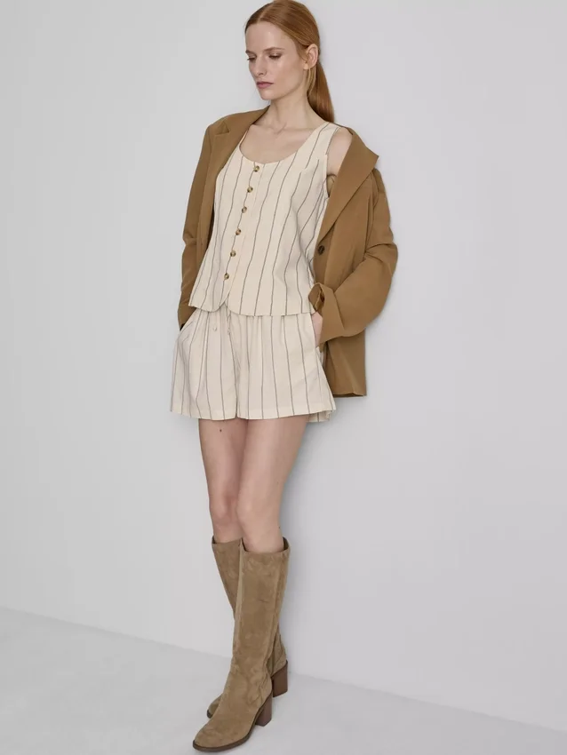 Cotton-blend button-up vest