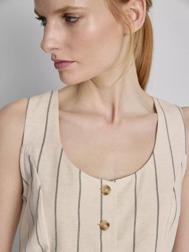 Cotton-blend button-up vest