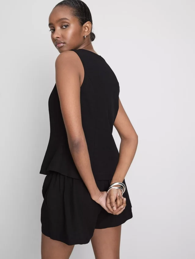 Cotton-blend button-up vest