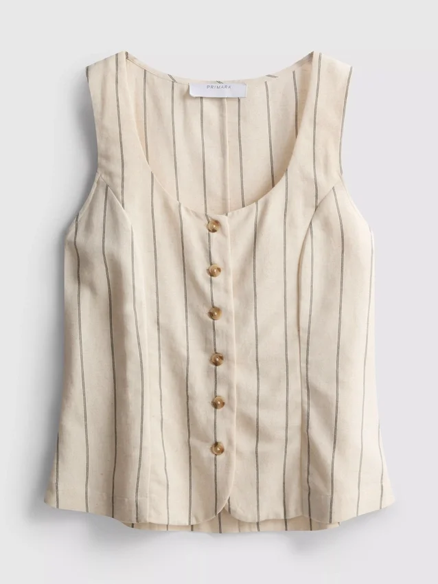 Cotton-blend button-up vest