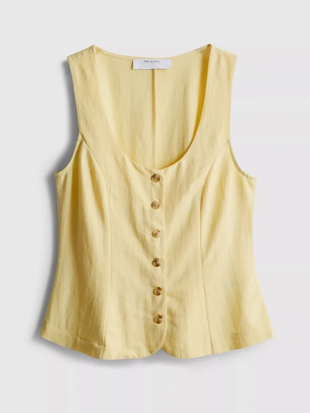 Cotton-blend button-up vest