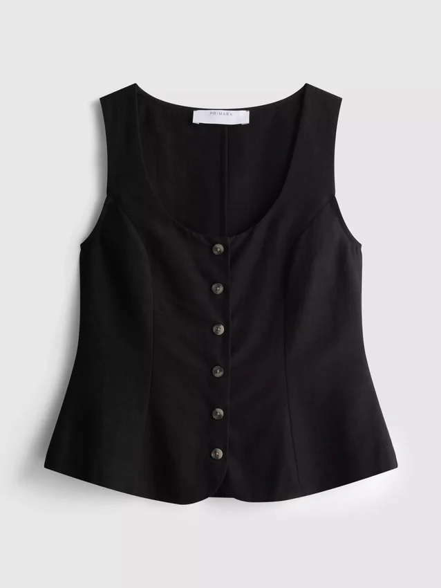 Cotton-blend button-up vest