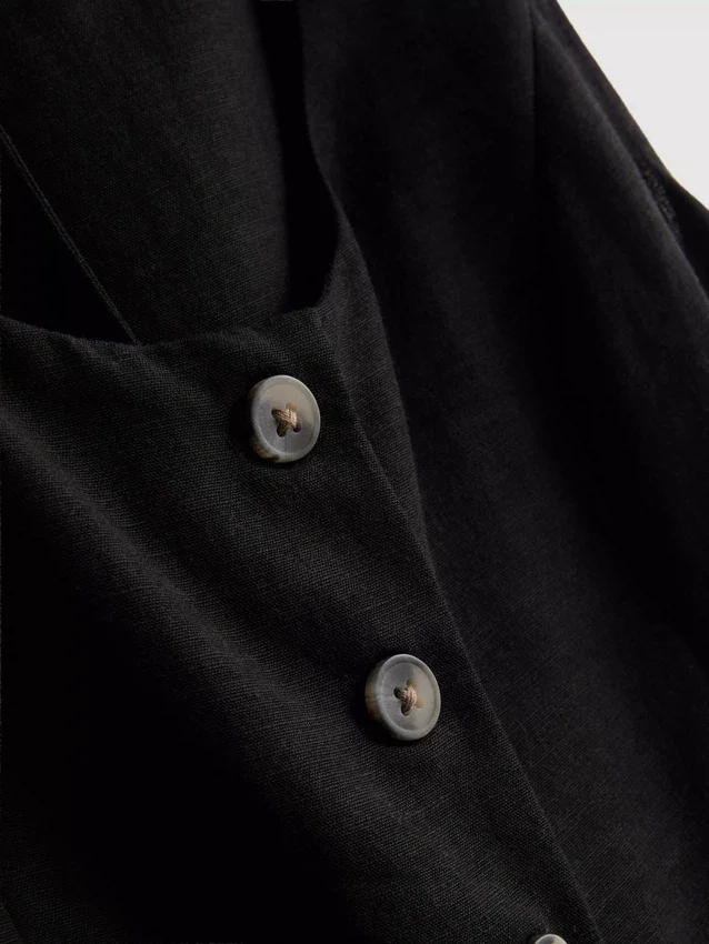 Cotton-blend button-up vest