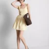 Cotton blend corset mini dress