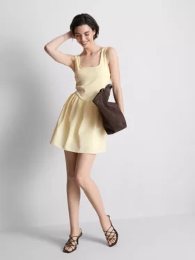 Cotton blend corset mini dress