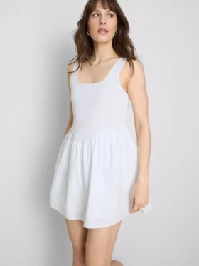 Cotton blend corset mini dress