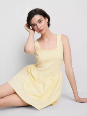 Cotton blend corset mini dress