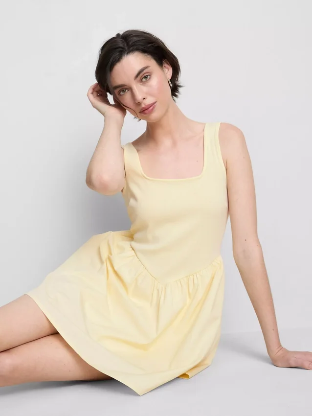 Cotton blend corset mini dress