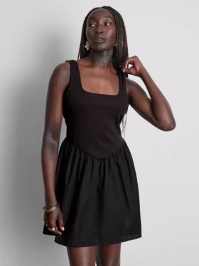 Cotton blend corset mini dress