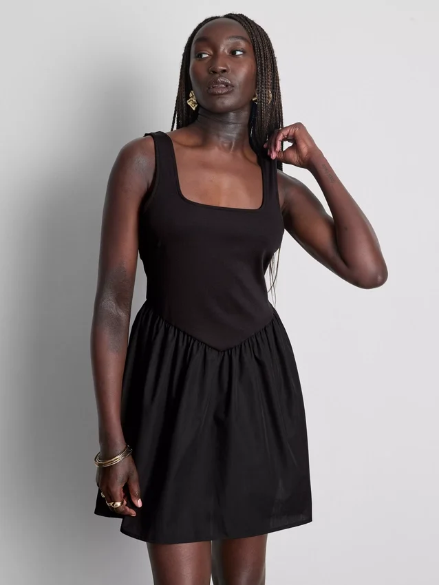 Cotton blend corset mini dress