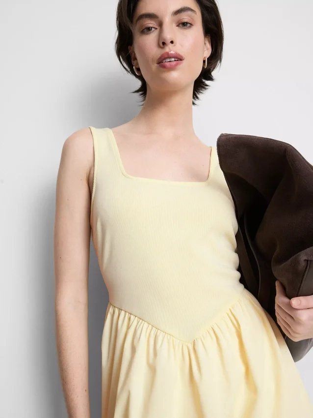Cotton blend corset mini dress