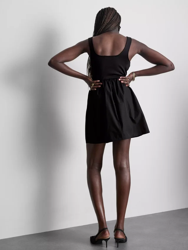 Cotton blend corset mini dress