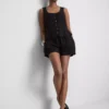 Cotton-blend elastic-waist shorts