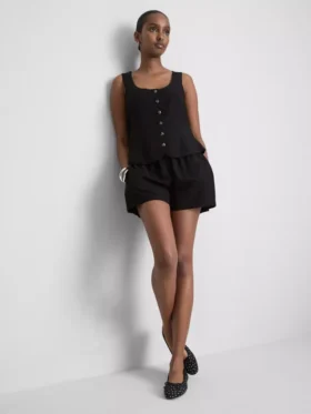 Cotton-blend elastic-waist shorts