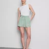Cotton-blend elastic-waist shorts