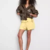Cotton-blend elastic-waist shorts