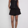 Cotton-blend elastic-waist shorts