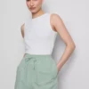 Cotton-blend elastic-waist shorts